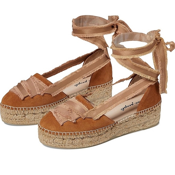 FREE PEOPLE Destino Suede Lace-up Espadrilles - Picture 1 of 5